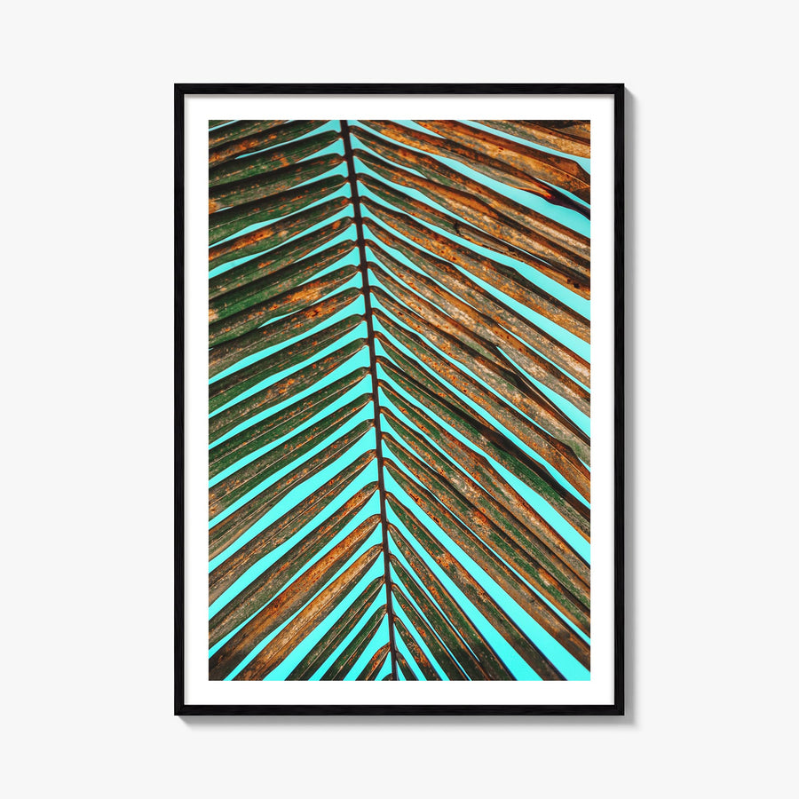 Palm Tree Leaf colorful photo poster – vertical wall art, unframed print shown in interior mockup