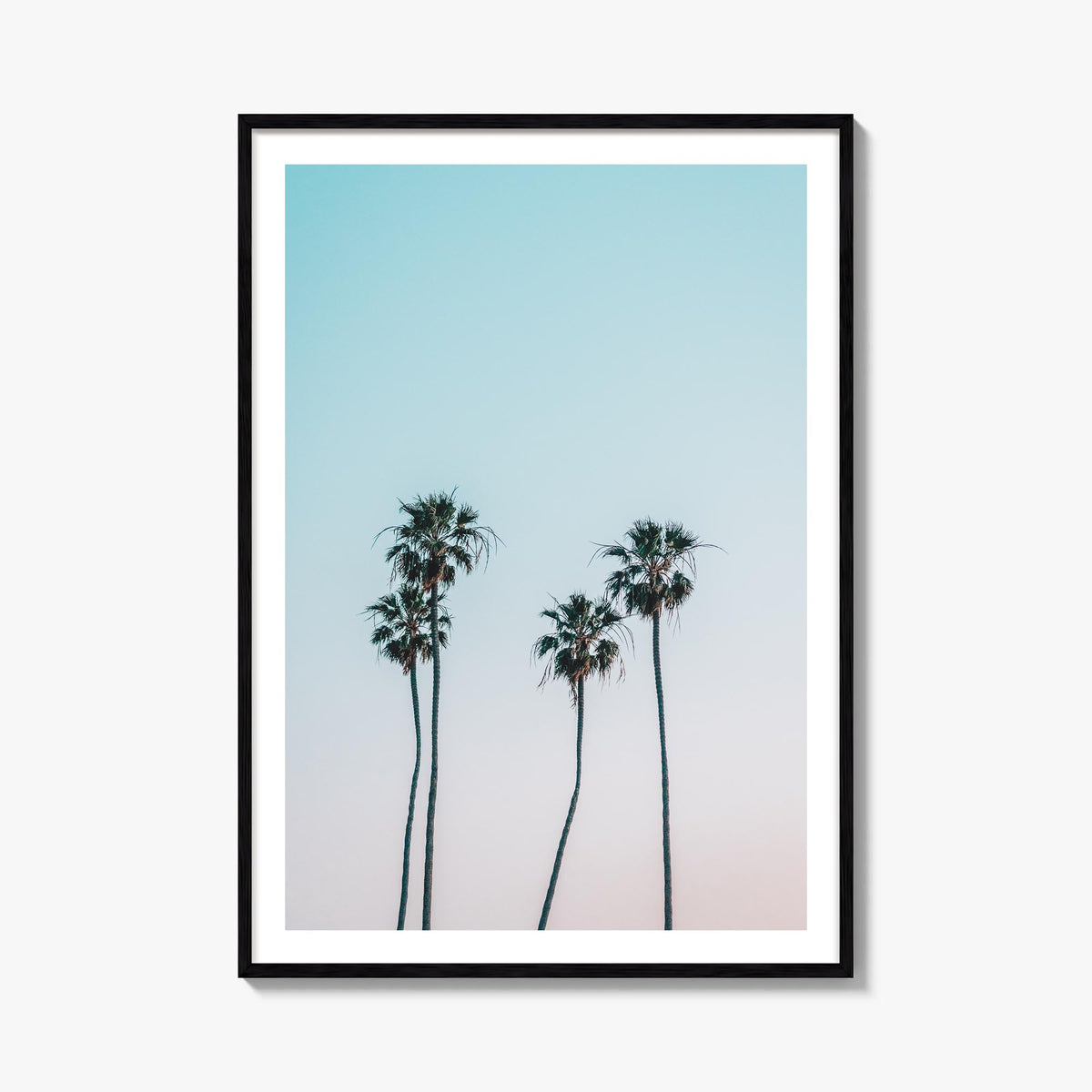 Palm Trees no. 1 colorful photo poster – vertical wall art, unframed print shown in interior mockup