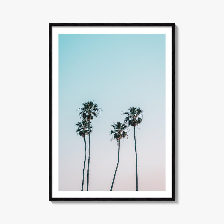 Palm Trees no. 1 colorful photo poster – vertical wall art, unframed print shown in interior mockup