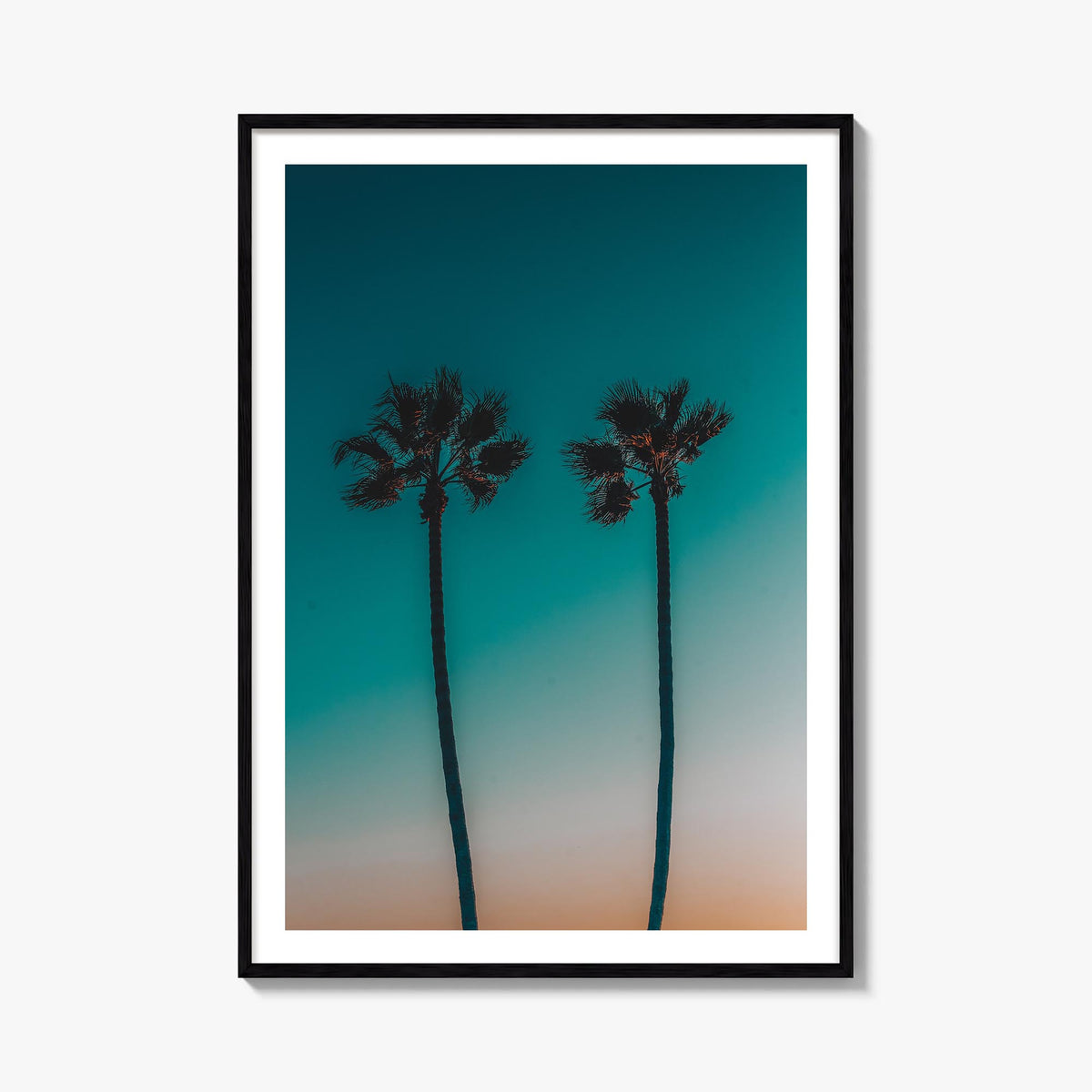 Palm Trees no. 3 colorful photo poster – vertical wall art, unframed print shown in interior mockup