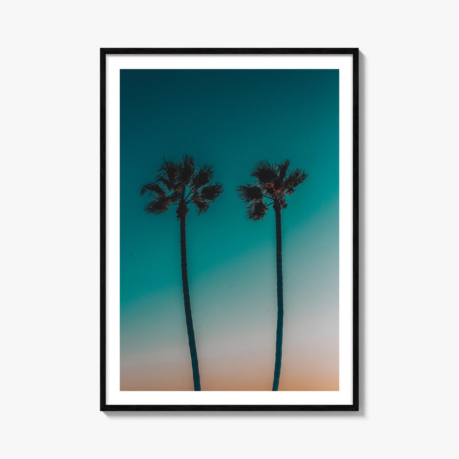Palm Trees no. 3 colorful photo poster – vertical wall art, unframed print shown in interior mockup