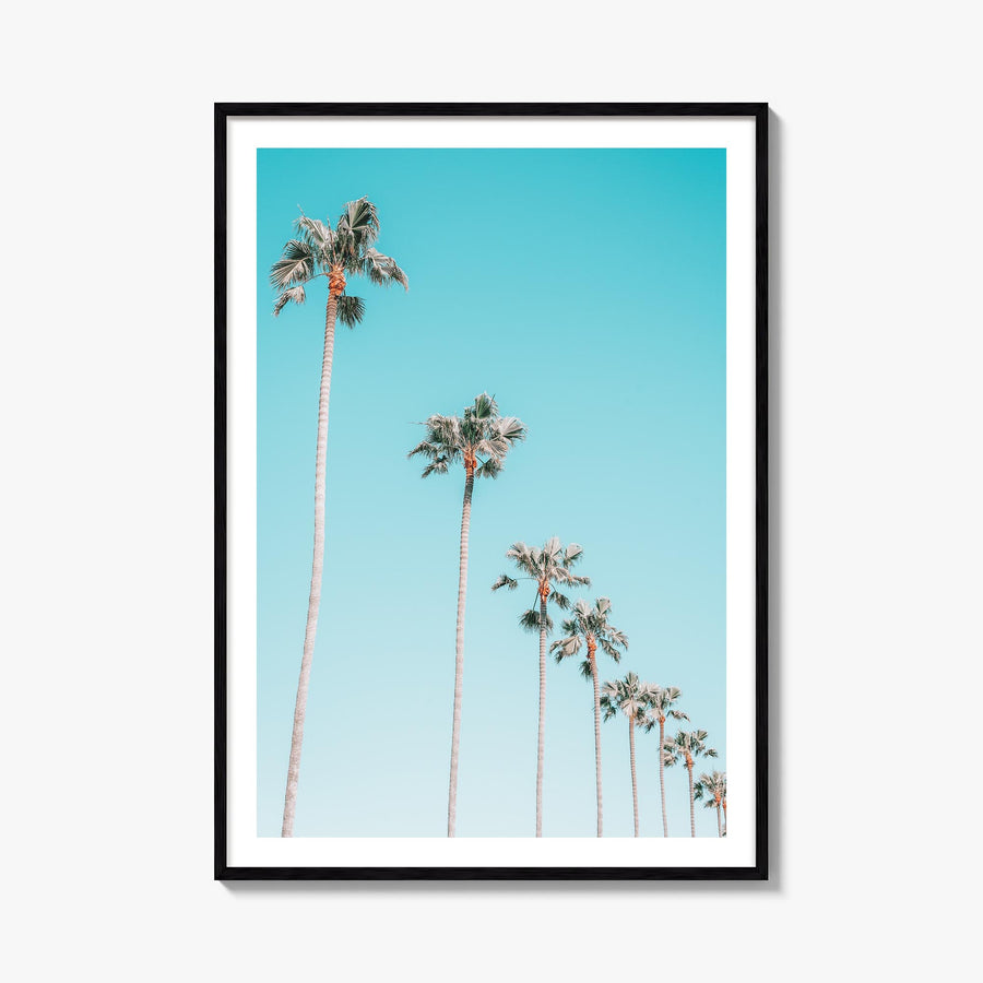 Palm Trees no. 5 colorful photo poster – vertical wall art, unframed print shown in interior mockup