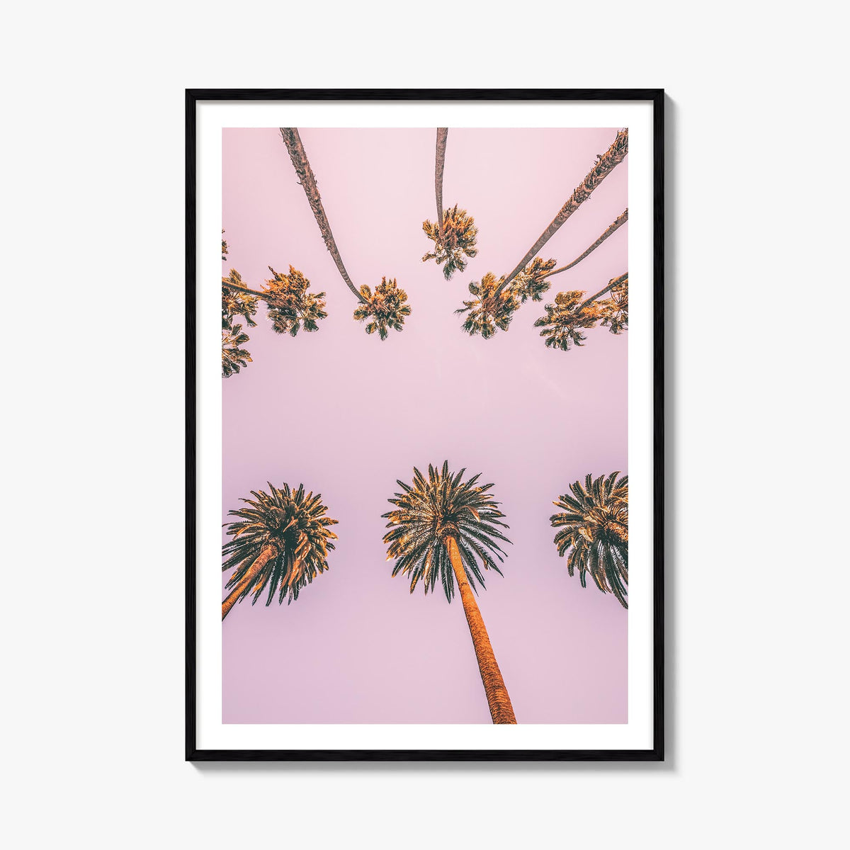 Palm Trees no. 9 colorful photo poster – vertical wall art, unframed print shown in interior mockup