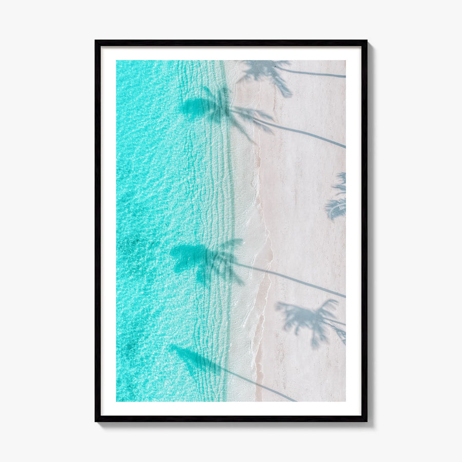 Palm Trees Shadows Photo Poster, framed poster mockup, white border