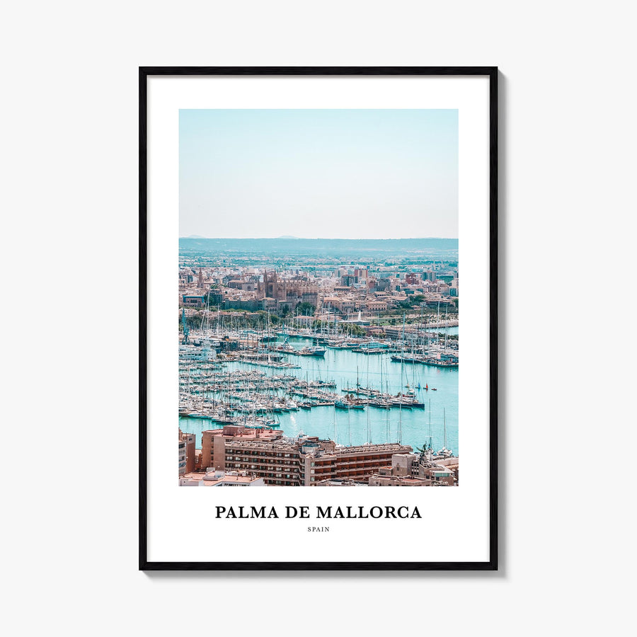 Palma de Mallorca colorful classic poster of Spain – vertical wall art, unframed print shown in interior mockup
