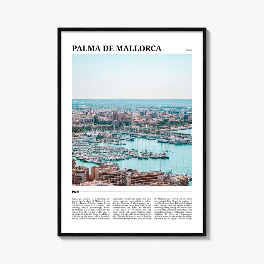 Palma de Mallorca colorful travel poster of Spain – vertical wall art, unframed print shown in interior mockup