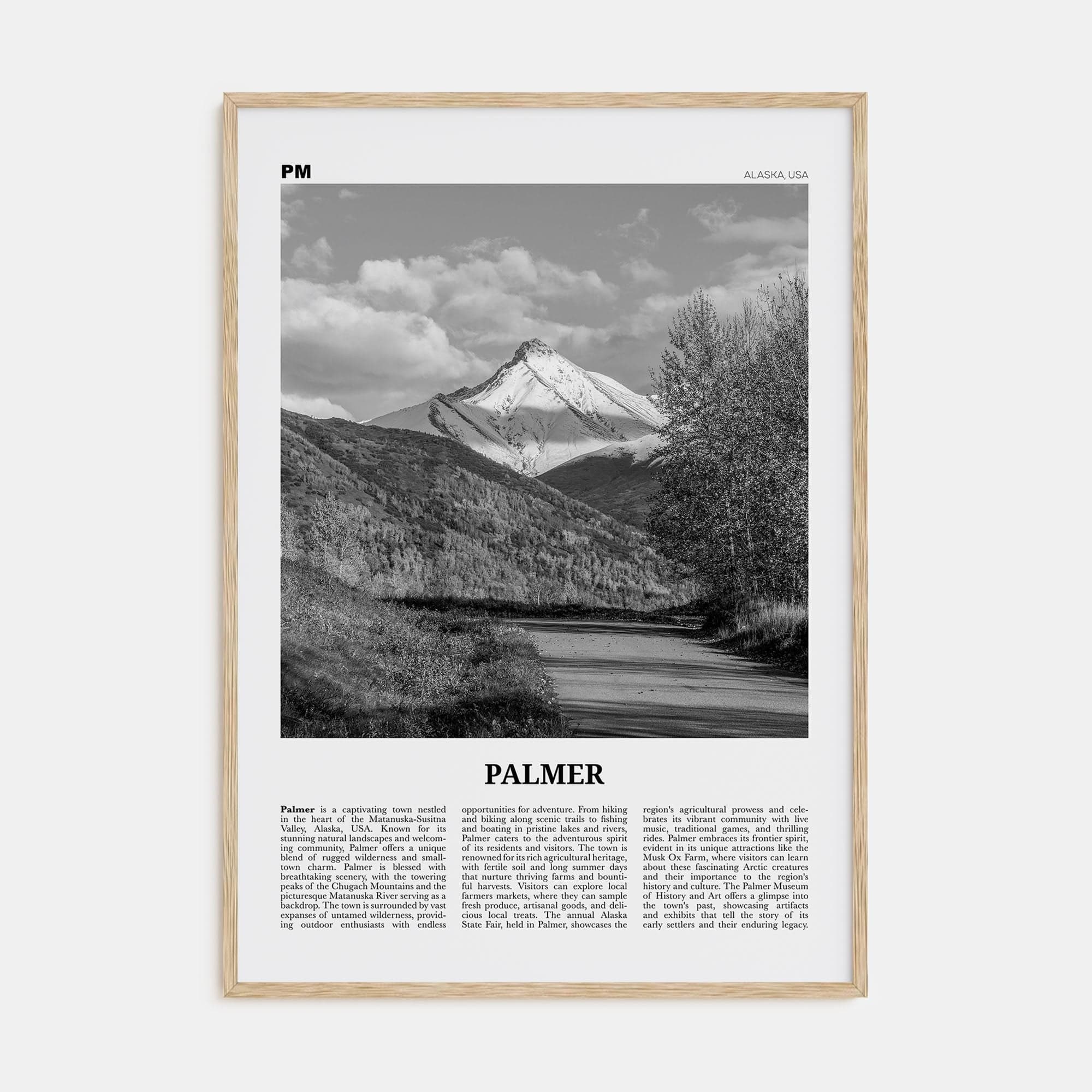 Palmer Poster Natural Wood / 8x12 in Nbourhood Travel B&W Poster