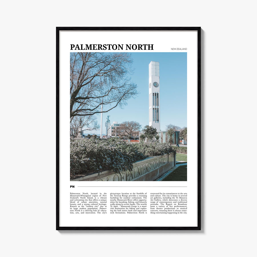 Palmerston North colorful travel poster of New Zealand – vertical wall art, unframed print shown in interior mockup