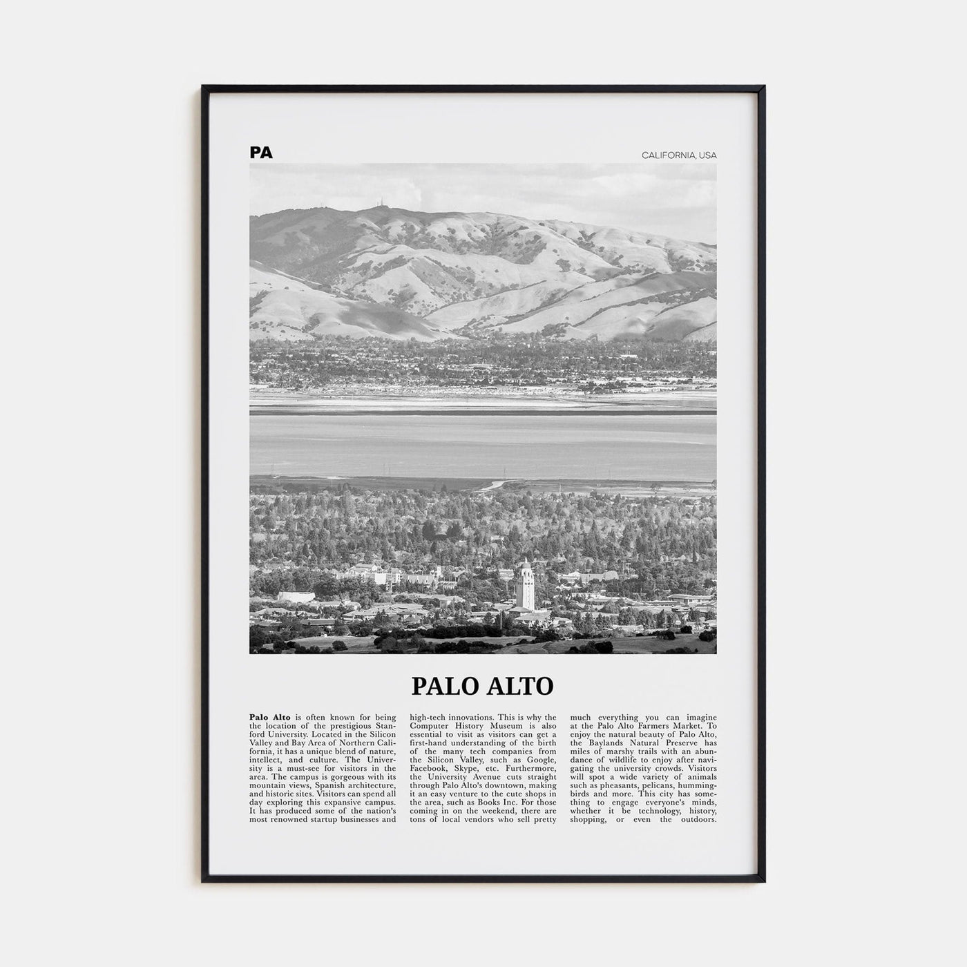 Palo Alto Poster None / 8x12 in Nbourhood Travel B&W Poster