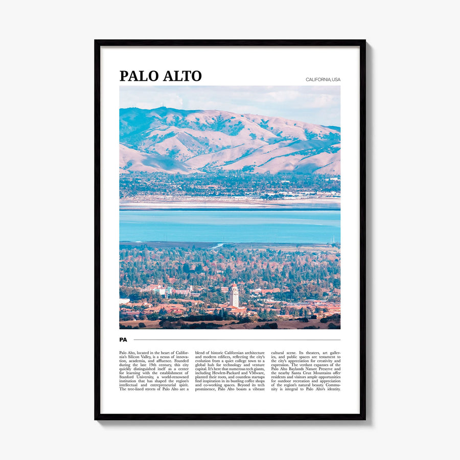 Palo Alto Travel Poster, framed poster mockup