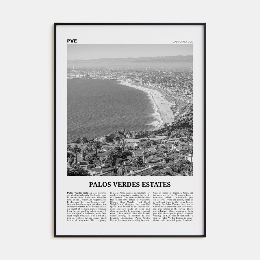 Palos Verdes Estates Poster None / 8x12 in Nbourhood Travel B&W Poster