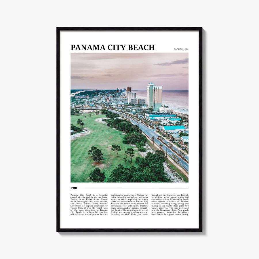 Panama City Beach, Florida colorful travel poster of Florida, USA – vertical wall art, unframed print shown in interior mocku