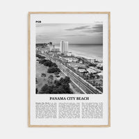 Panama City Beach, Florida Poster Natural Wood / 8x12 in Nbourhood Travel B&W Poster