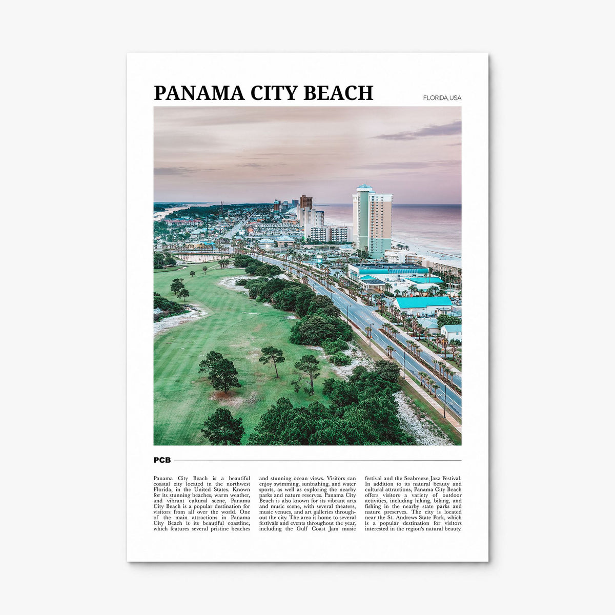 Panama City Beach, Florida Travel Poster, print only (unframed)