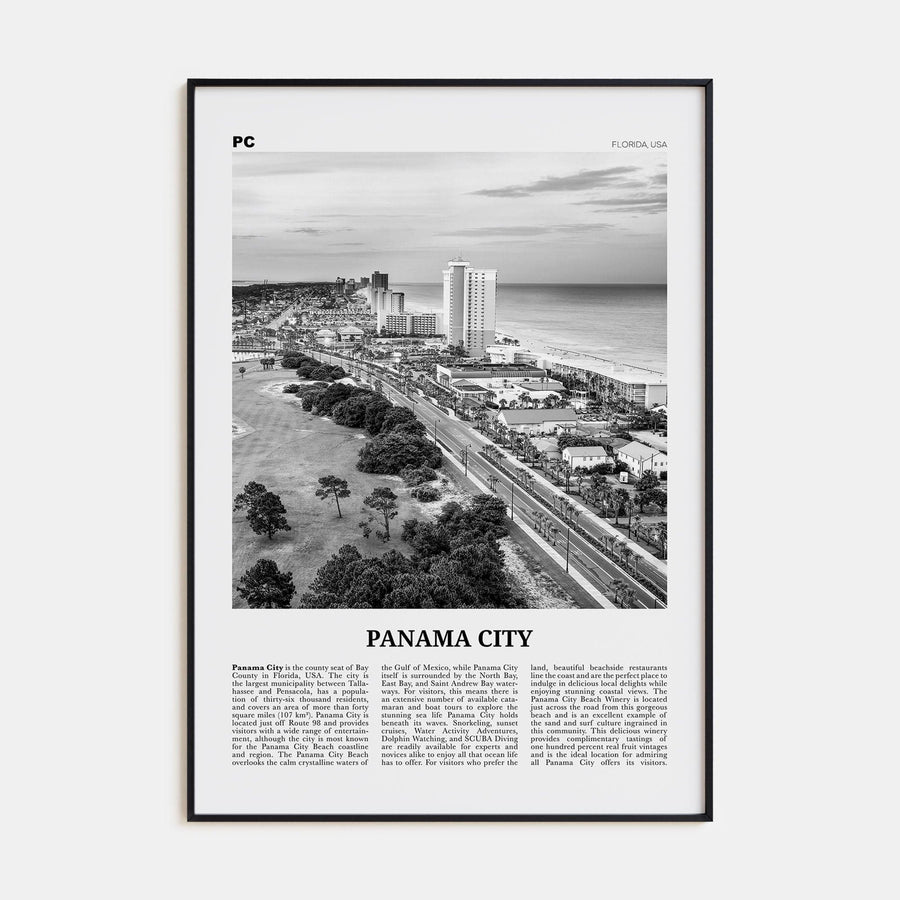 Panama City, Florida Poster None / 8x12 in Nbourhood Travel B&W Poster