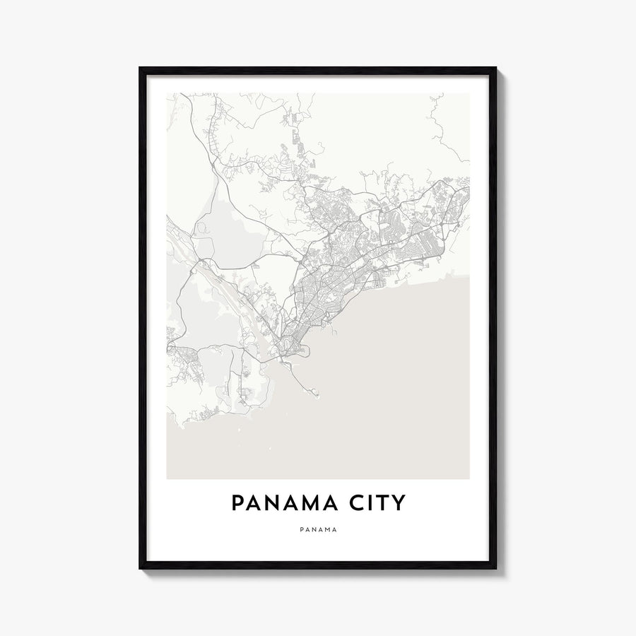 Panama City, Panama black & white map poster of Panama – vertical wall art, unframed print shown in interior mockup