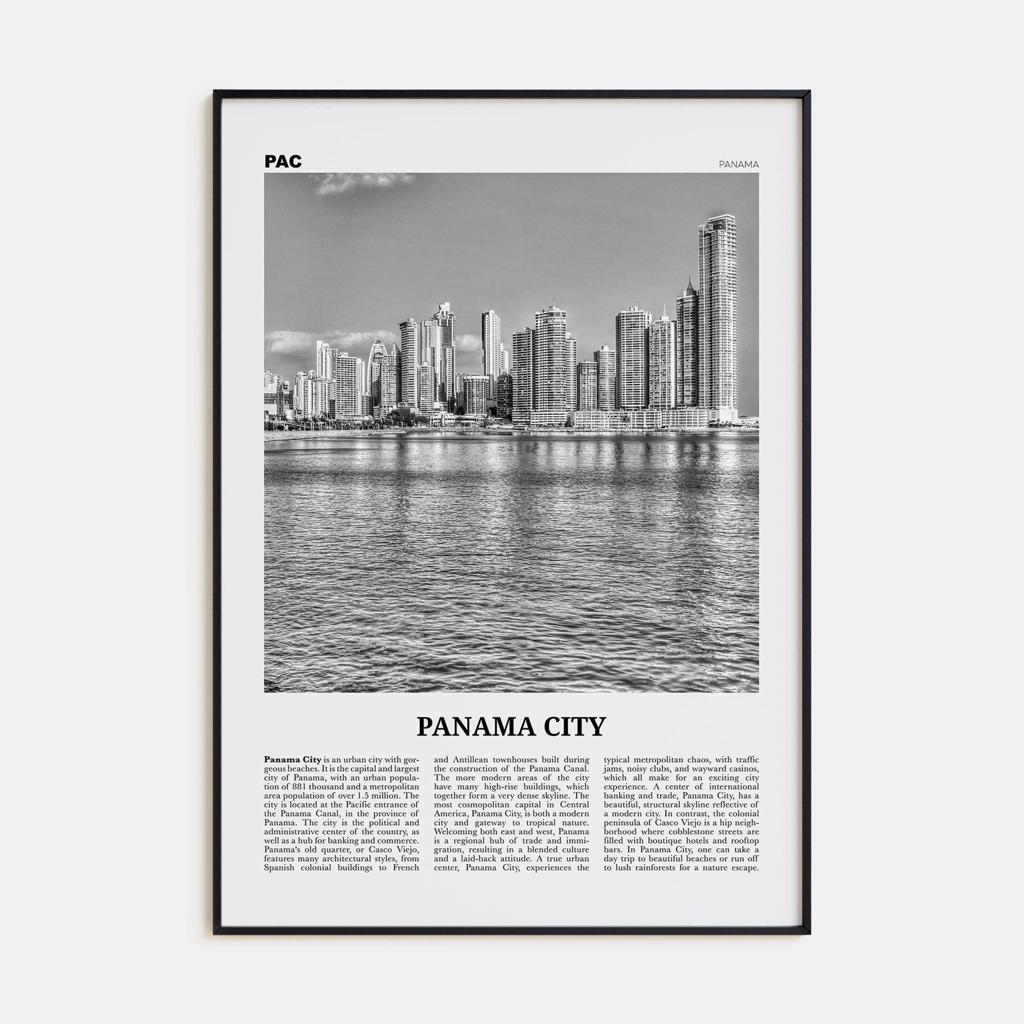 Panama City, Panama No 1 Poster None / 8x12 in Nbourhood Travel B&W Poster