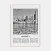 Panama City, Panama No 1 Poster White Wood / 8x12 in Nbourhood Travel B&W Poster