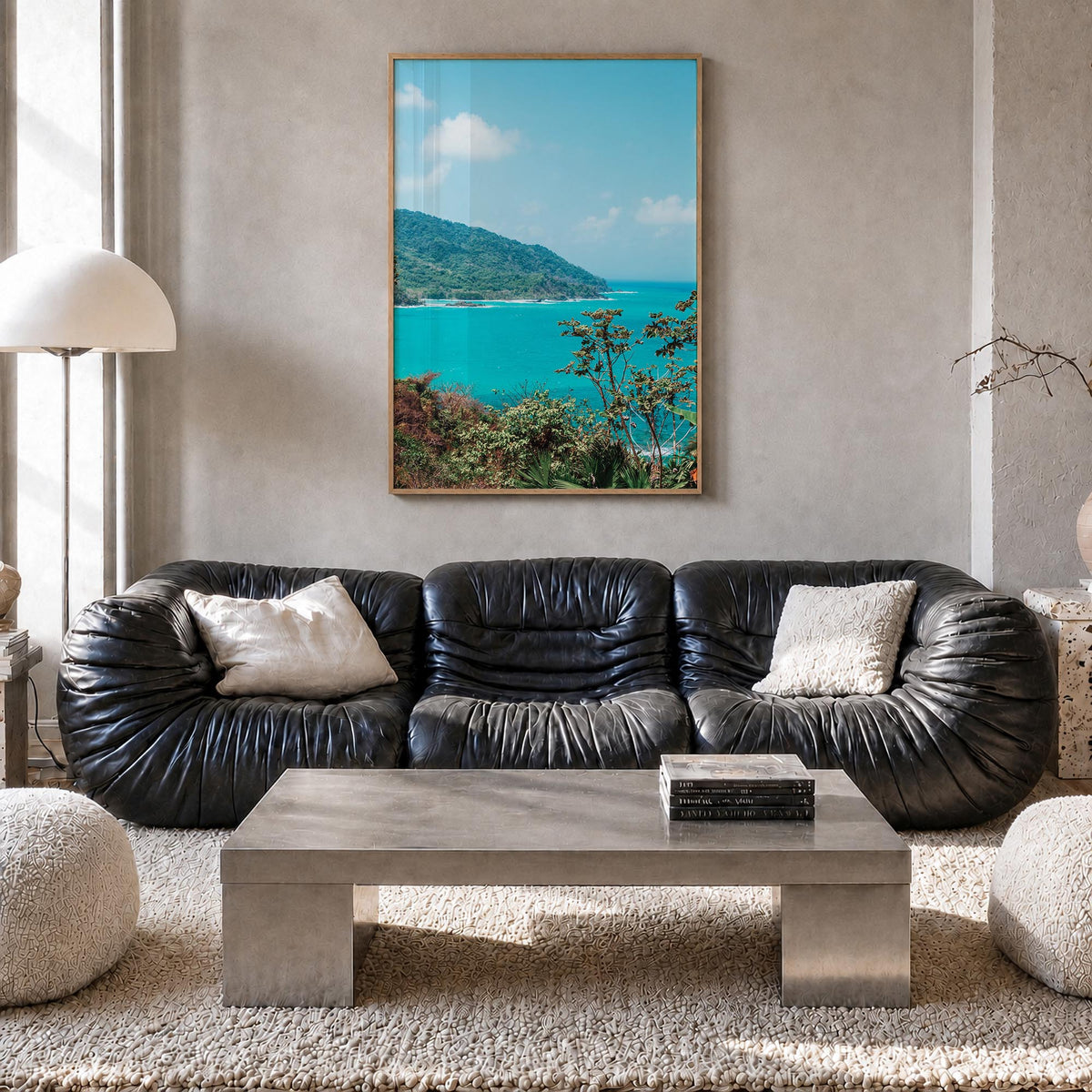 Panama colorful photo poster of Central America – vertical wall art in natural wood frame, hanging on wall