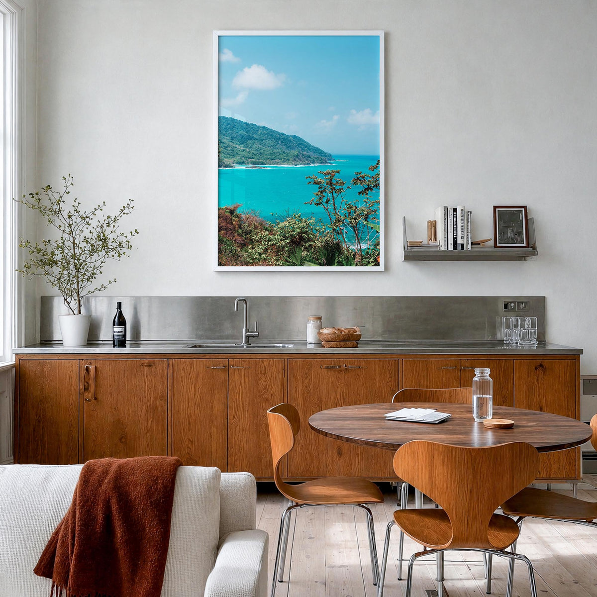 Panama colorful photo poster of Central America – vertical wall art in white wood frame, hanging on wall
