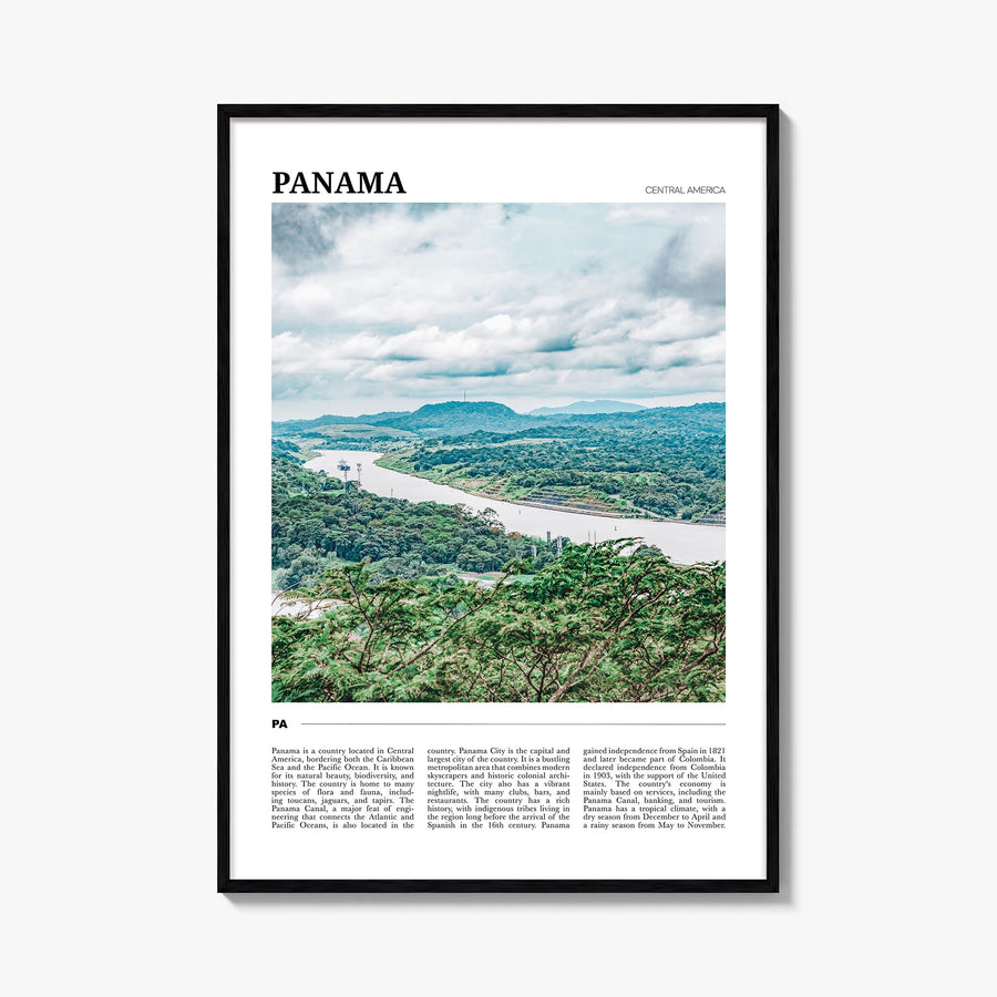 Panama colorful travel poster of Central America – vertical wall art, unframed print shown in interior mockup