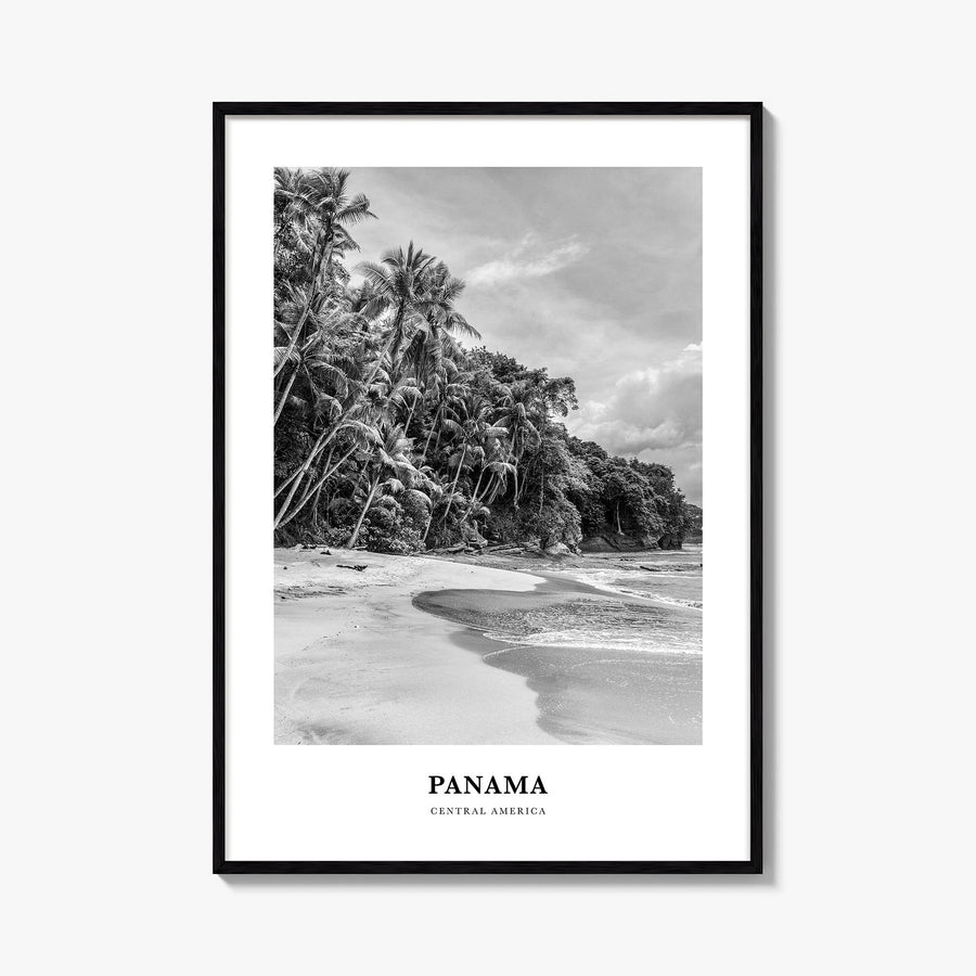 Panama no. 1 black & white classic poster of Central America – vertical wall art, unframed print shown in interior mockup