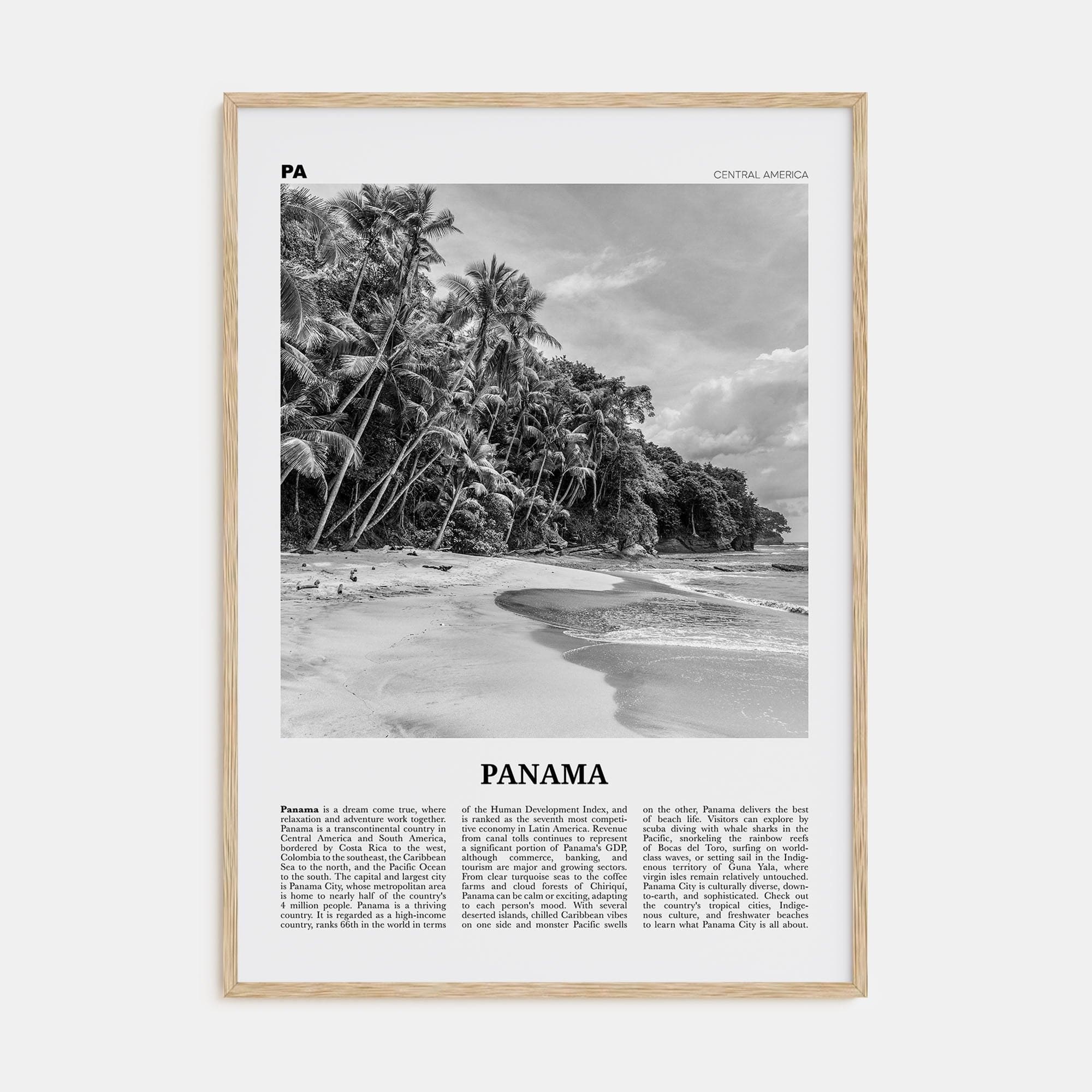 Panama No 1 Poster Natural Wood / 8x12 in Nbourhood Travel B&W Poster