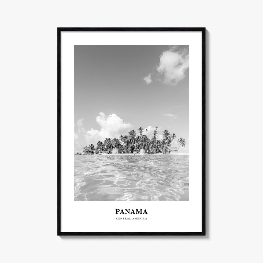 Panama no. 3 black & white classic poster of Central America – vertical wall art, unframed print shown in interior mockup