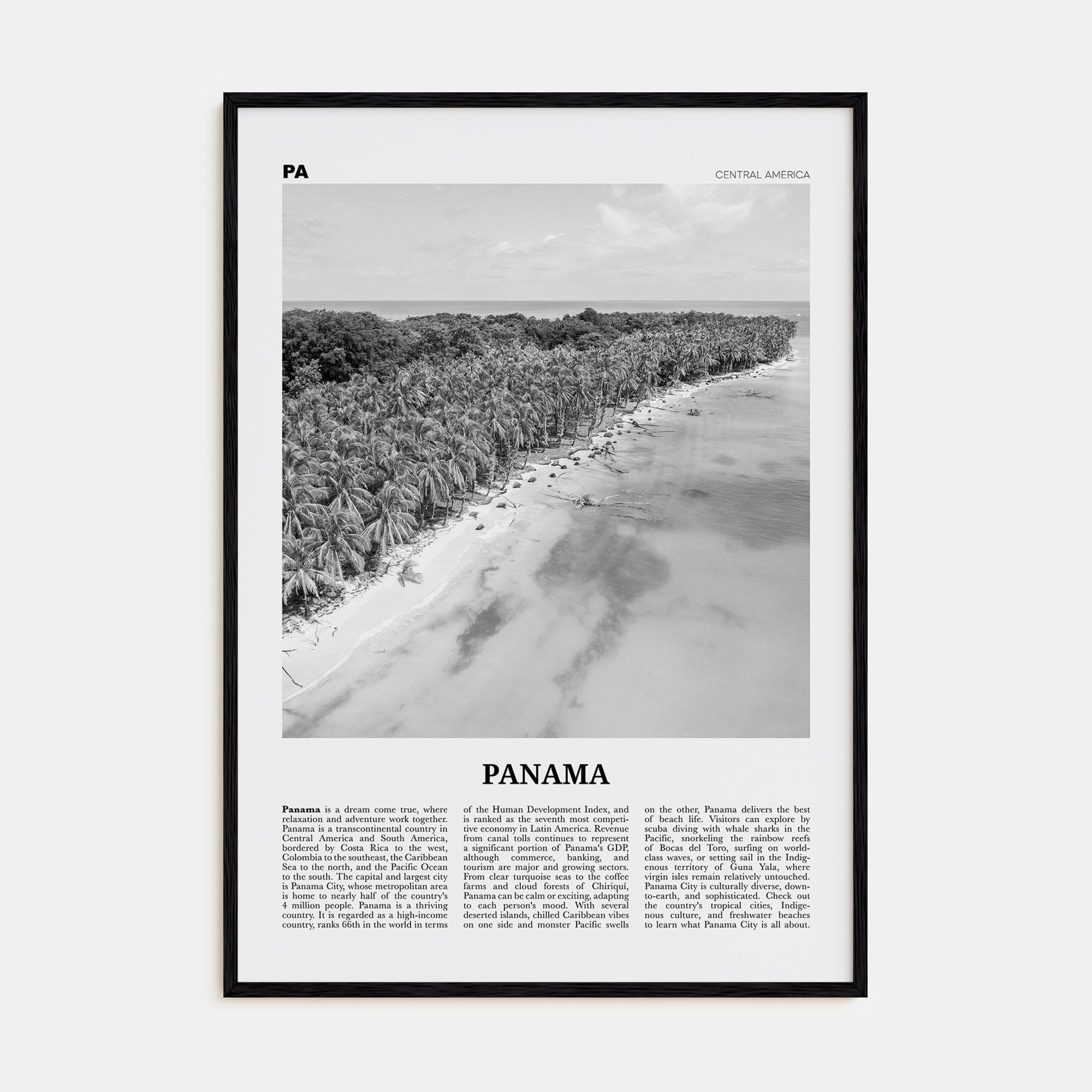 Panama No 3 Poster Black Wood / 8x12 in Nbourhood Travel B&W Poster