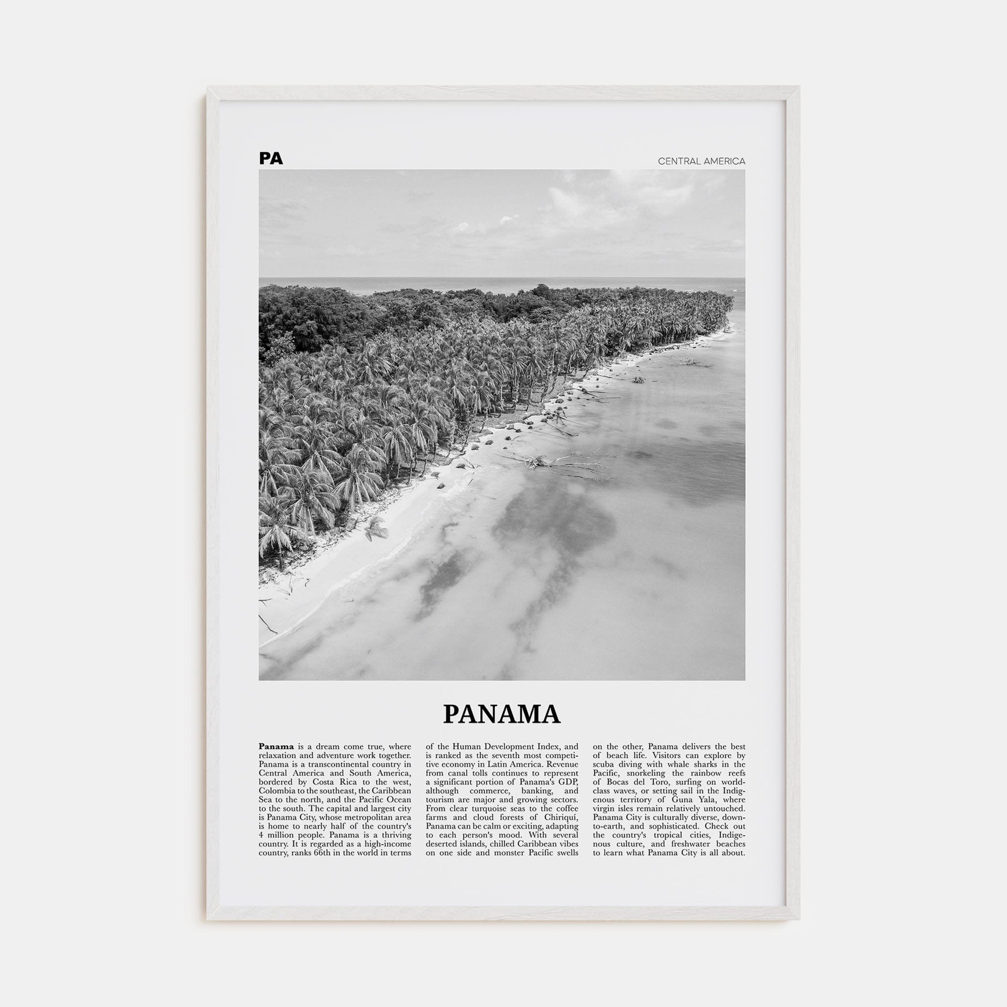 Panama No 3 Poster White Wood / 8x12 in Nbourhood Travel B&W Poster