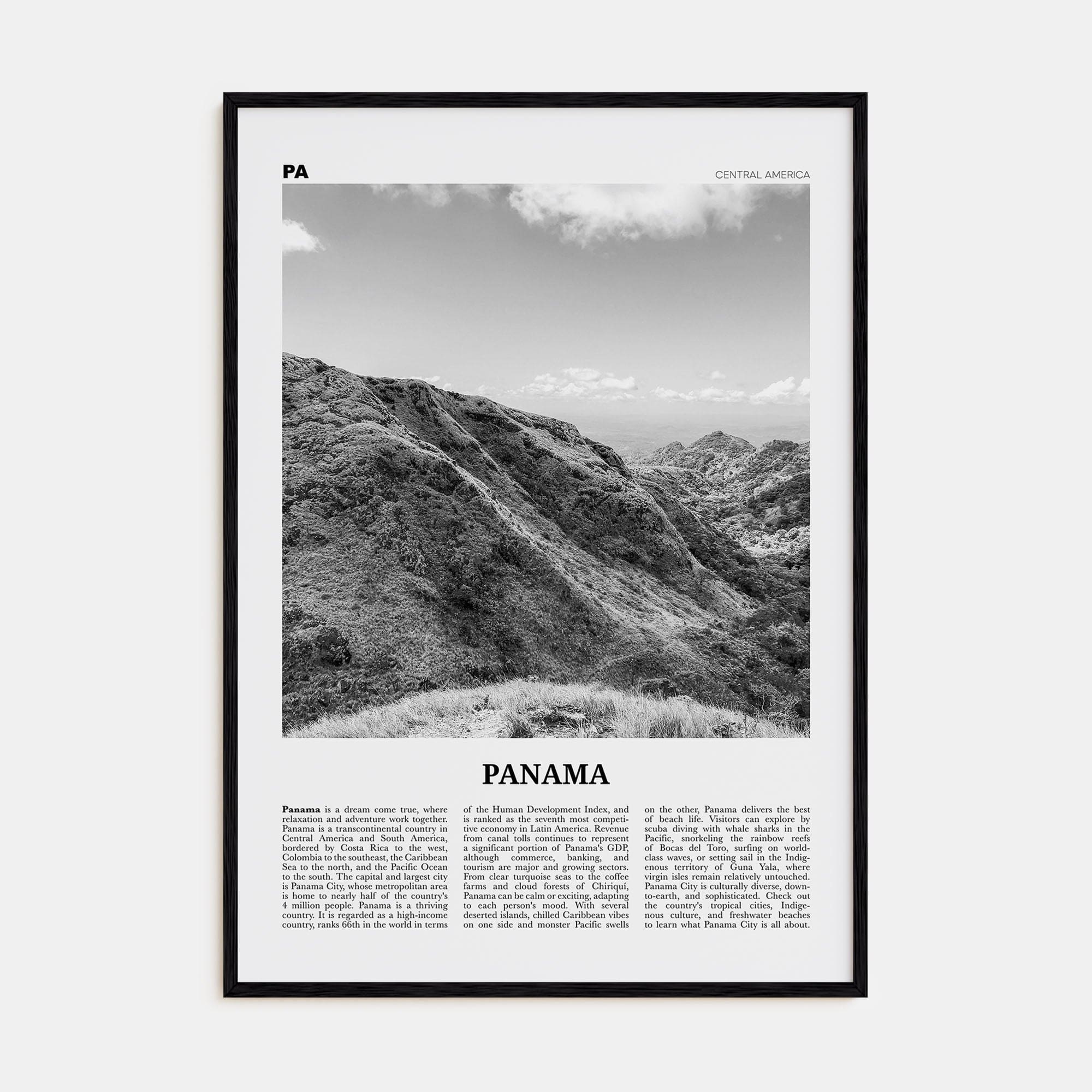 Panama No 5 Poster Black Wood / 8x12 in Nbourhood Travel B&W Poster