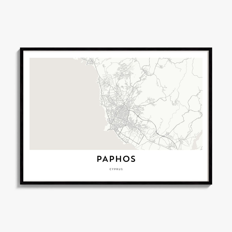 Paphos Map Poster, framed poster mockup