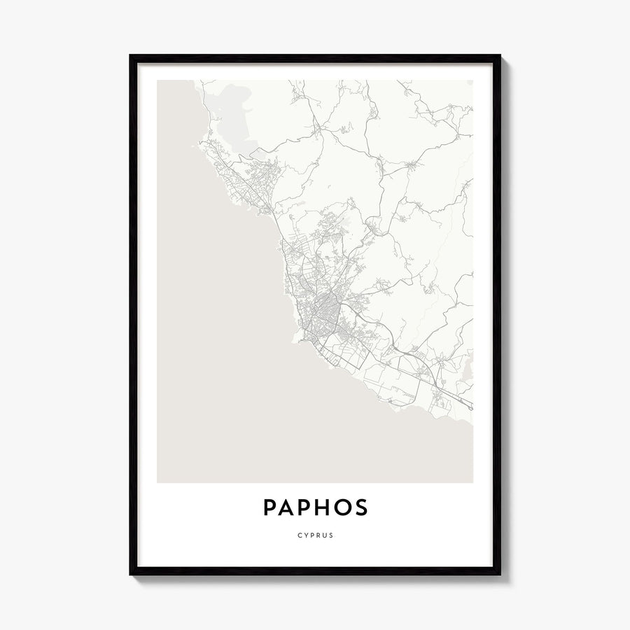 Paphos Map Poster, framed poster mockup