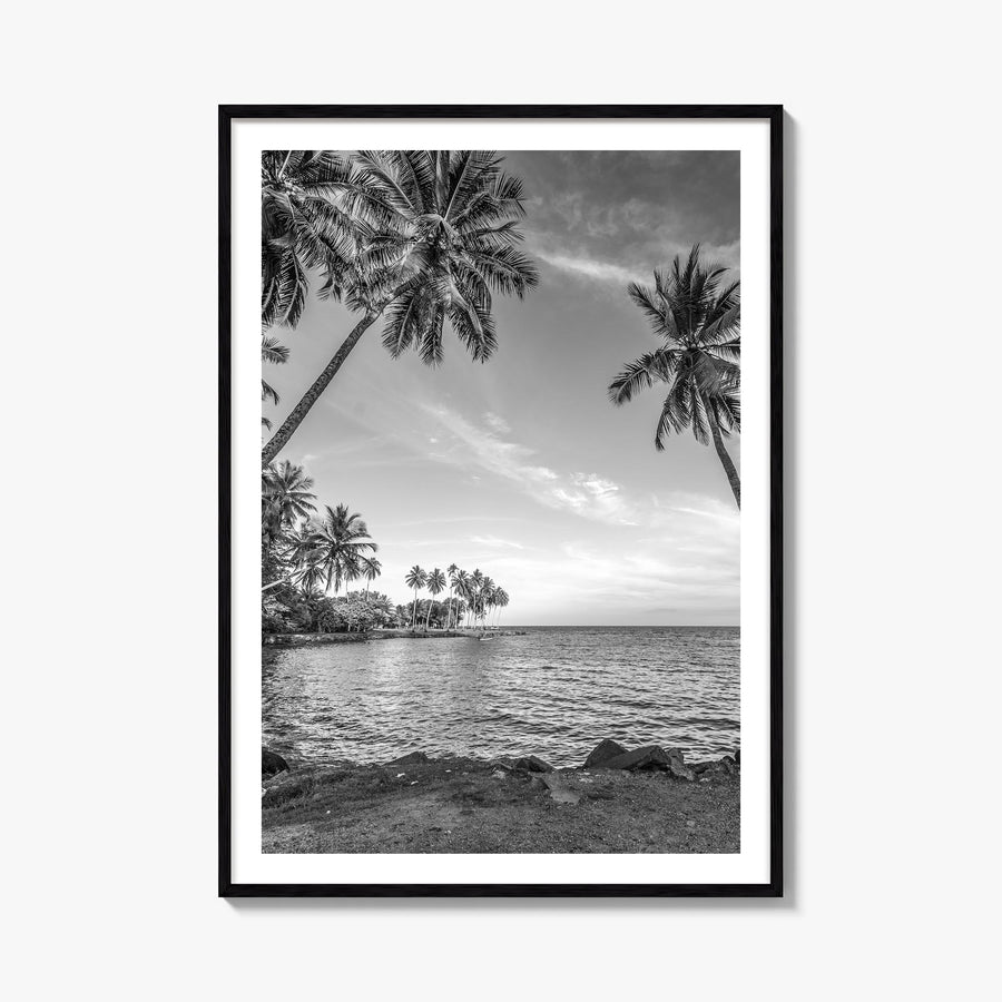 Papua New Guinea black & white photo poster of Oceania – vertical wall art, unframed print shown in interior mockup