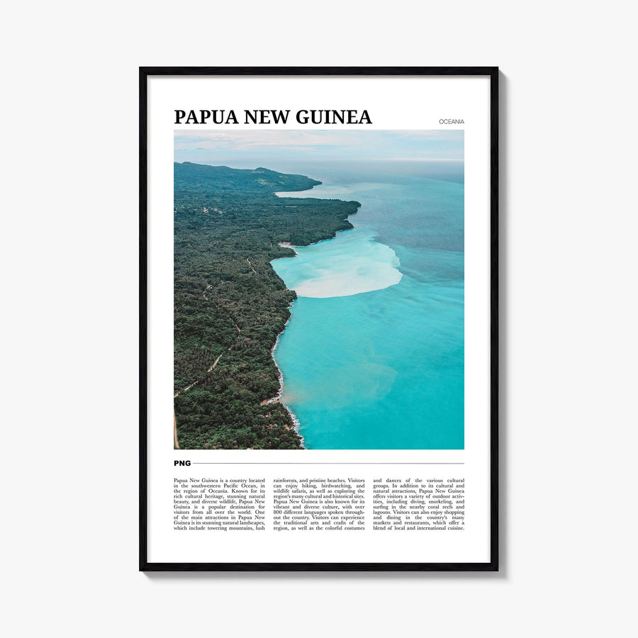 Papua New Guinea colorful travel poster of Oceania – vertical wall art, unframed print shown in interior mockup
