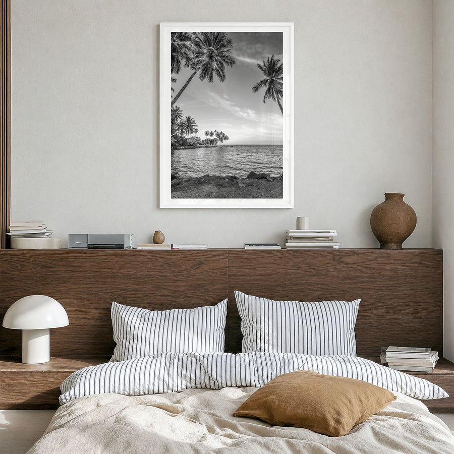 Papua New Guinea Photo Poster in a white wood frame, hanging in a bedroom, white border