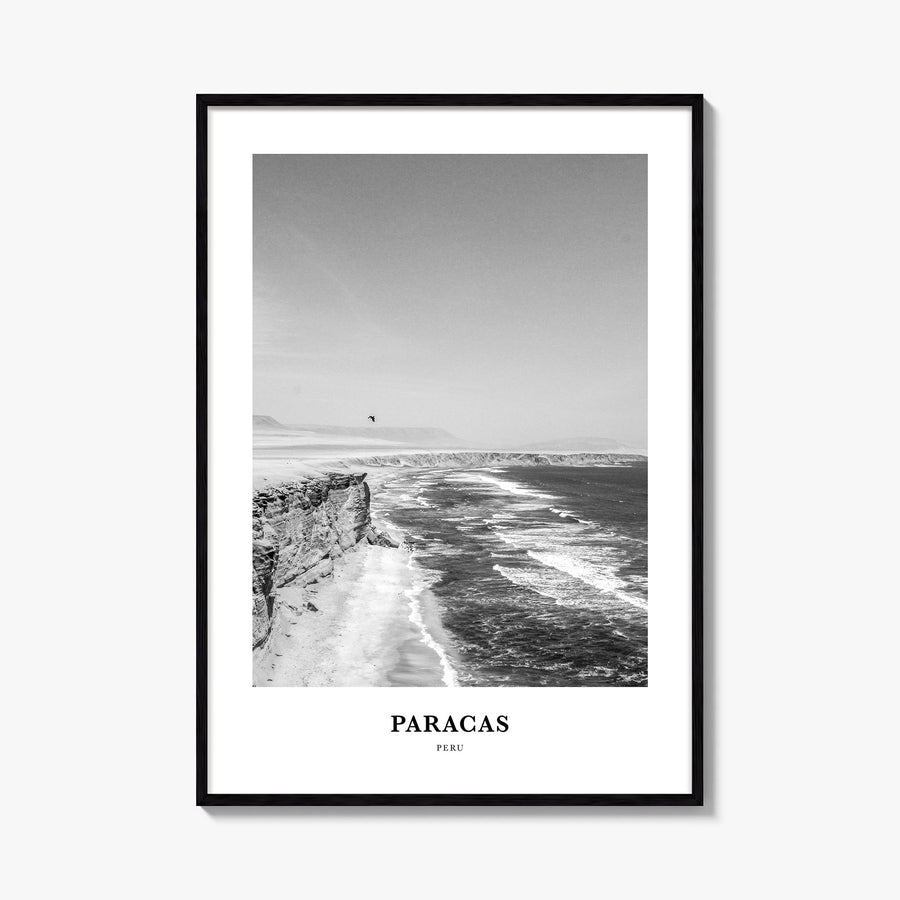 Paracas black & white classic poster of Peru – vertical wall art, unframed print shown in interior mockup