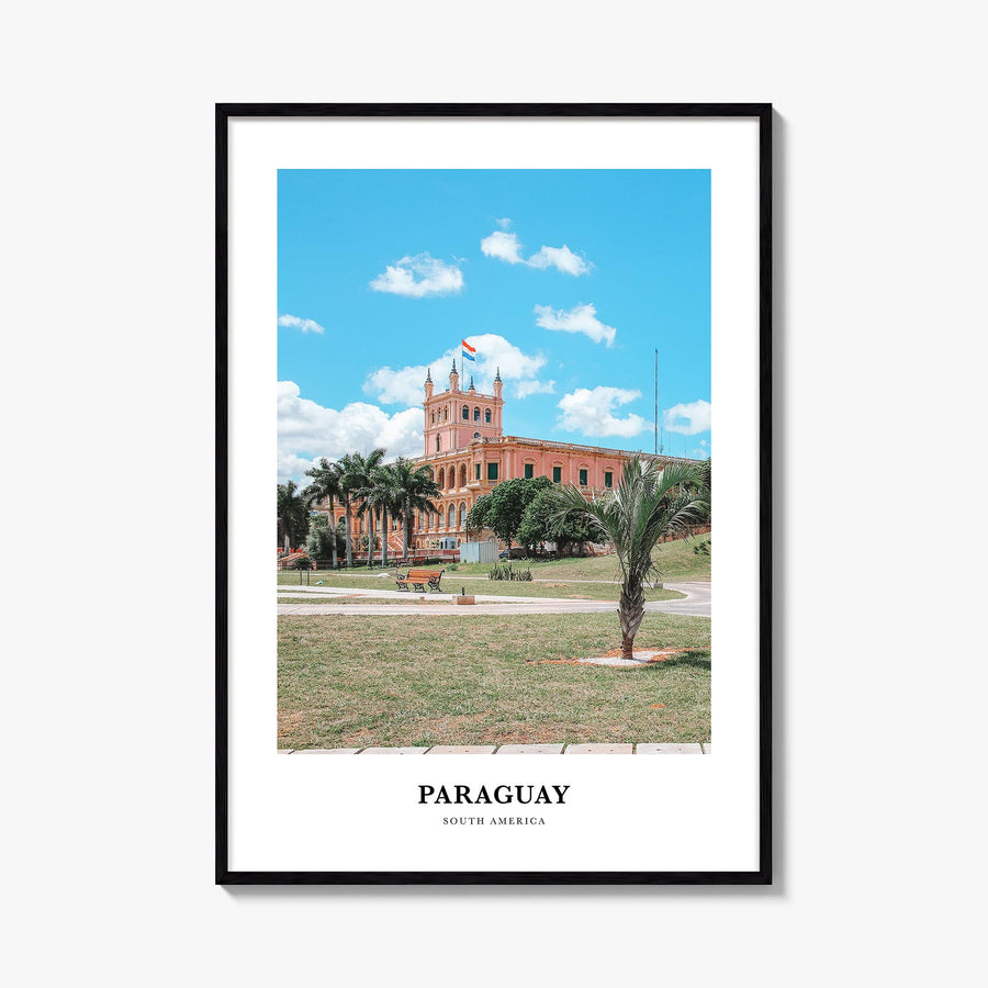 Paraguay colorful classic poster of South America – vertical wall art, unframed print shown in interior mockup