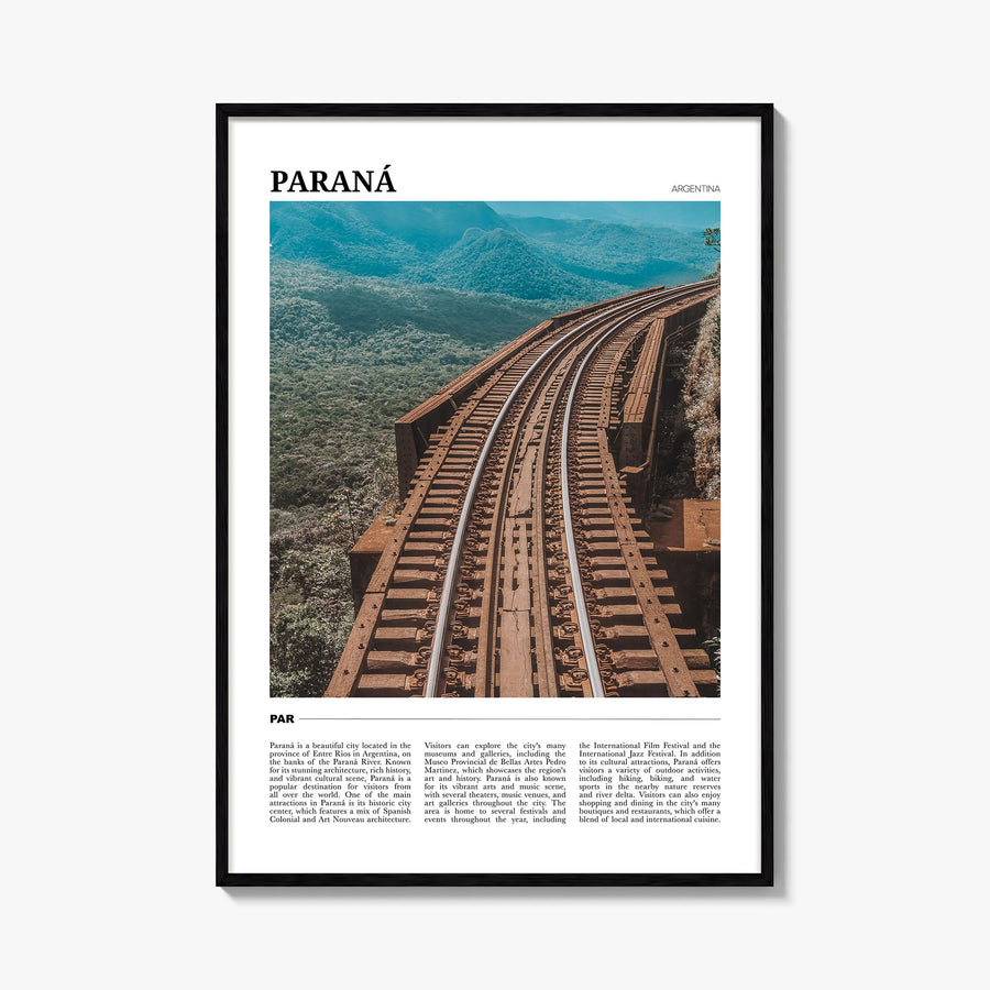 Paraná colorful travel poster of Argentina – vertical wall art, unframed print shown in interior mockup