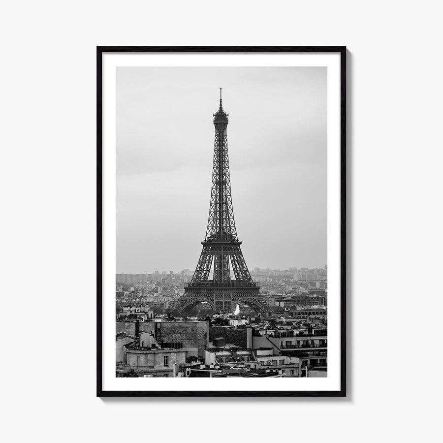 Paris no. 1 black & white photo poster of France – vertical wall art, unframed print shown in interior mockup