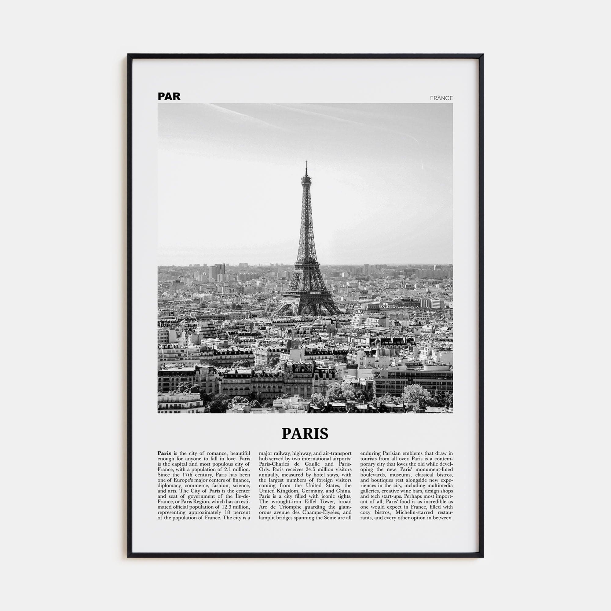 Paris No 1 Poster None / 8x12 in Nbourhood Travel B&W Poster