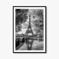 Paris no. 2 black & white photo poster of France – vertical wall art, unframed print shown in interior mockup
