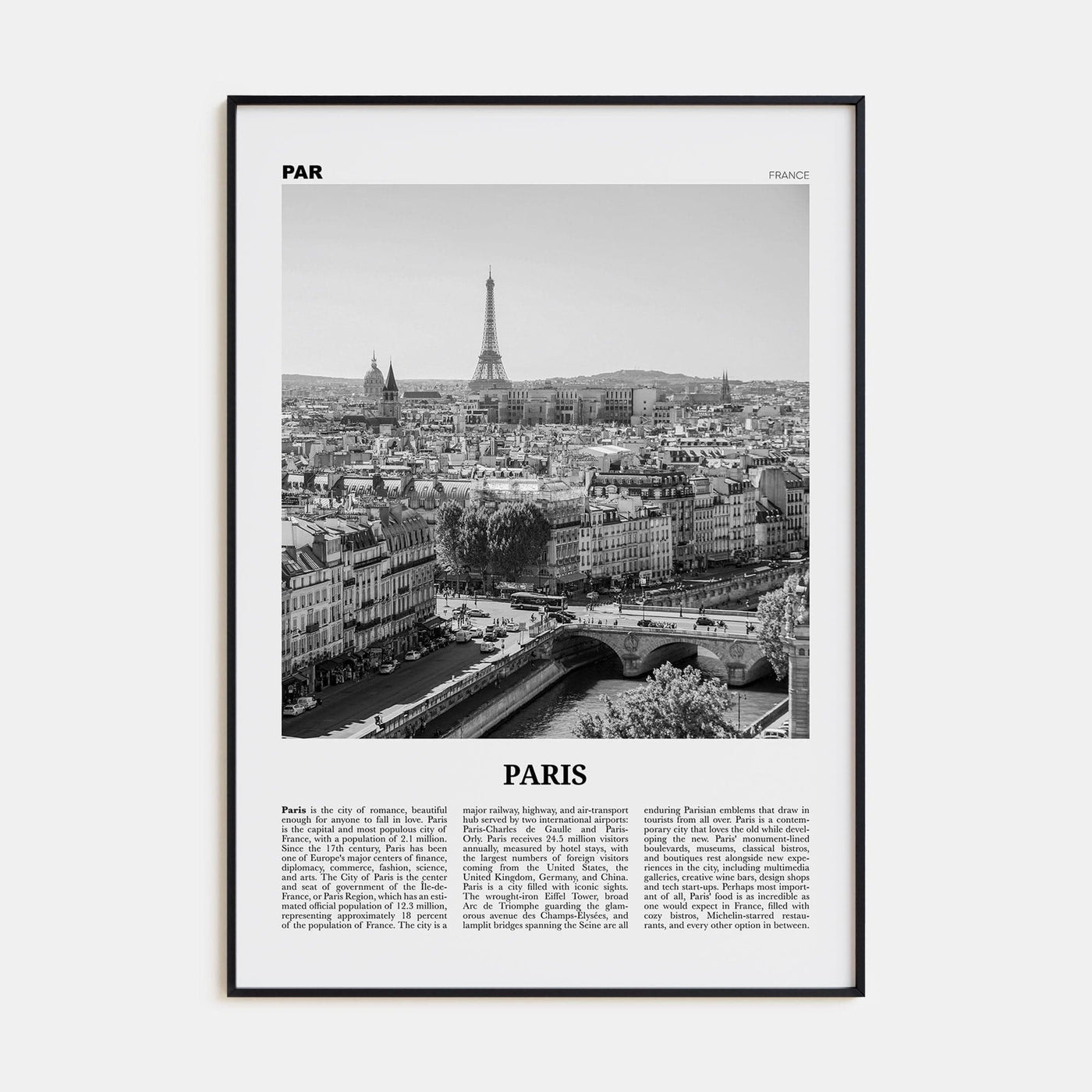 Paris No 2 Poster None / 8x12 in Nbourhood Travel B&W Poster