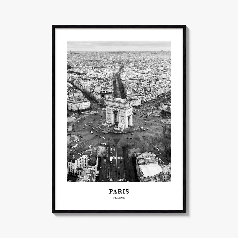 Paris no. 3 black & white classic poster of France – vertical wall art, unframed print shown in interior mockup