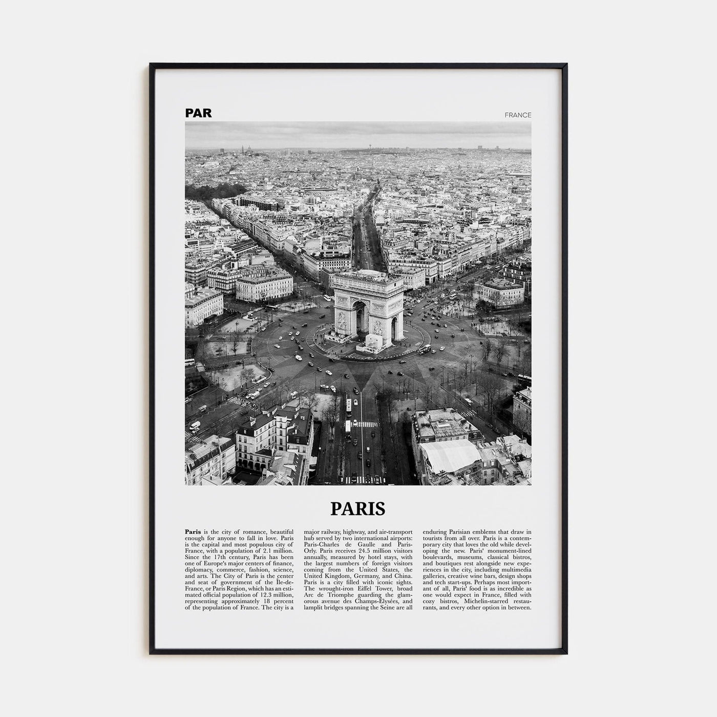 Paris No 3 Poster None / 8x12 in Nbourhood Travel B&W Poster