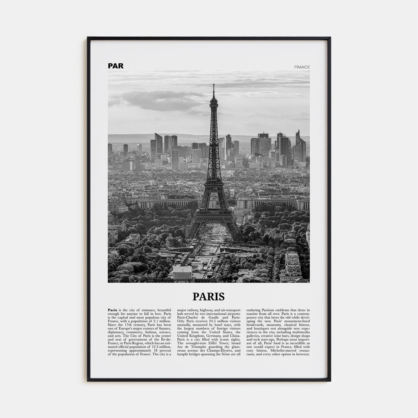 Paris No 4 Poster None / 8x12 in Nbourhood Travel B&W Poster