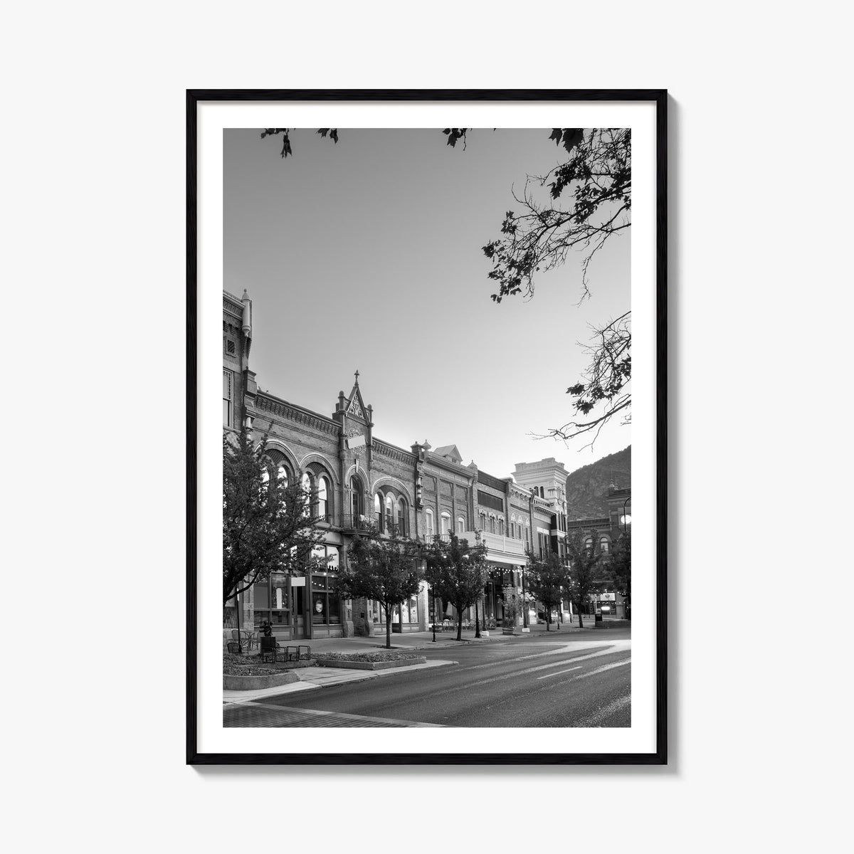 Park City black & white photo poster of Utah, USA – vertical wall art, unframed print shown in interior mockup