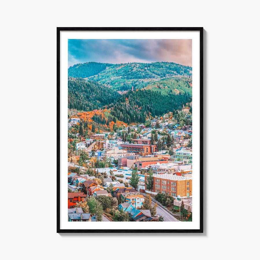 Park City no. 2 colorful photo poster of Utah, USA – vertical wall art, unframed print shown in interior mockup