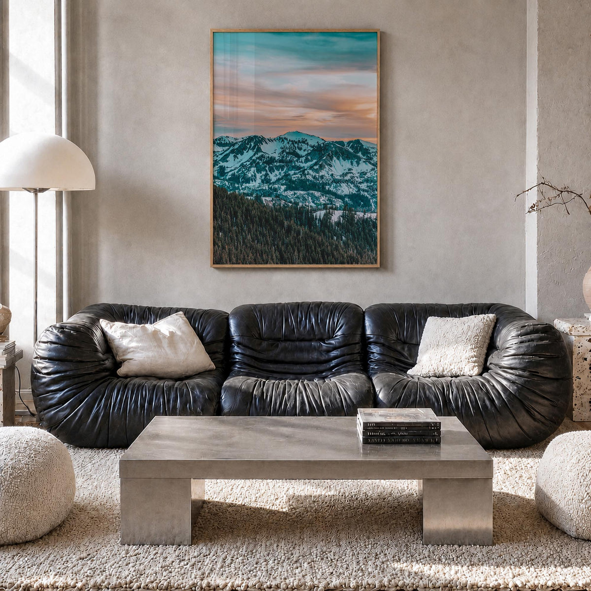 Park City no. 1 colorful photo poster of Utah, USA – vertical wall art in natural wood frame, hanging on wall
