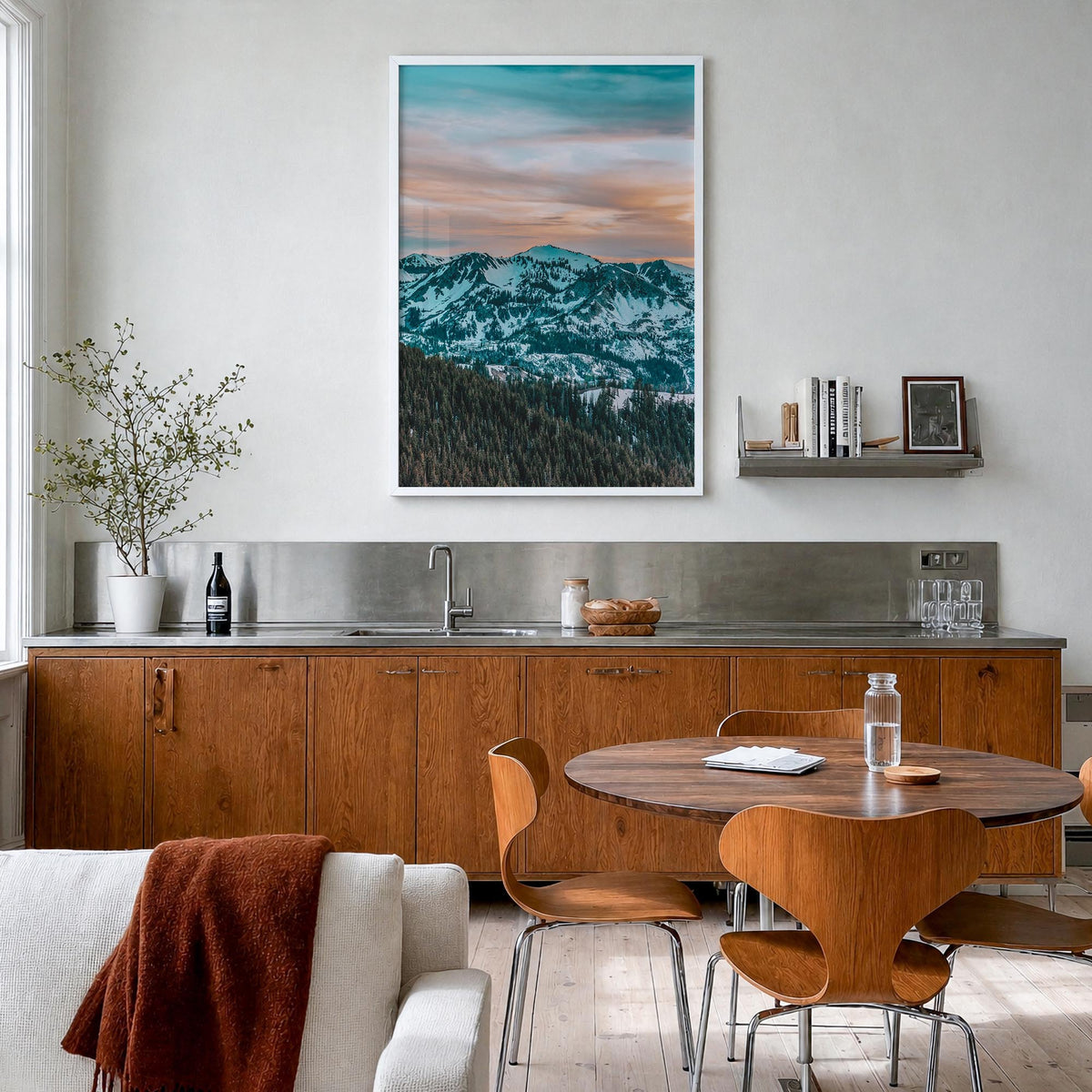 Park City no. 1 colorful photo poster of Utah, USA – vertical wall art in white wood frame, hanging on wall